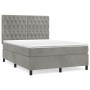 Cama box spring con colchón terciopelo gris claro 140x190 cm de vidaXL, Camas y somieres - Ref: Foro24-3143199, Precio: 549,4...