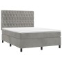 Cama box spring con colchón terciopelo gris claro 140x190 cm de vidaXL, Camas y somieres - Ref: Foro24-3143199, Precio: 549,4...