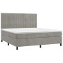 Cama box spring con colchón terciopelo gris claro 160x200 cm de vidaXL, Camas y somieres - Ref: Foro24-3143151, Precio: 540,0...