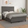 Box spring bed with gray synthetic leather mattress 140x190 cm by vidaXL, Beds and slatted bases - Ref: Foro24-3142843, Price...