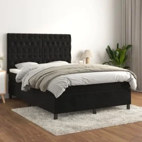 Boxspringbett mit schwarzer Samtmatratze 140x200 cm von vidaXL, Betten und Lattenroste - Ref: Foro24-3143207, Preis: 501,25 €...