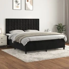 Box spring bed with black velvet mattress 180x200 cm by vidaXL, Beds and slatted bases - Ref: Foro24-3143279, Price: 588,59 €...
