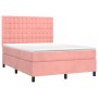 Cama box spring con colchón terciopelo rosa 140x190 cm de vidaXL, Camas y somieres - Ref: Foro24-3143264, Precio: 517,78 €, D...