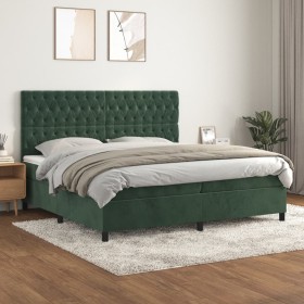 Cama box spring con colchón terciopelo verde oscuro 200x200 cm de vidaXL, Camas y somieres - Ref: Foro24-3143226, Precio: 736...