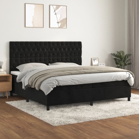 Cama box spring con colchón terciopelo negro 200x200 cm de vidaXL, Camas y somieres - Ref: Foro24-3143225, Precio: 701,03 €, ...