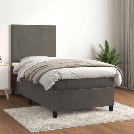 Cama box spring con colchón terciopelo gris oscuro 90x190 cm de vidaXL, Camas y somieres - Ref: Foro24-3142876, Precio: 324,0...