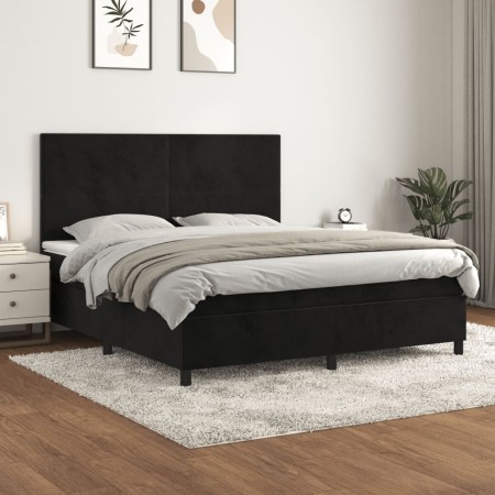 Cama box spring con colchón terciopelo negro 160x200 cm de vidaXL, Camas y somieres - Ref: Foro24-3142913, Precio: 567,30 €, ...