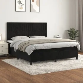 Box spring bed with black velvet mattress 160x200 cm by vidaXL, Beds and slatted bases - Ref: Foro24-3143153, Price: 556,38 €...