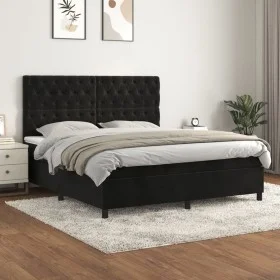 Box spring bed with black velvet mattress 160x200 cm by vidaXL, Beds and slatted bases - Ref: Foro24-3143213, Price: 608,84 €...