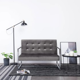 Sofá 2 plazas con reposabrazos cromado y terciopelo gris oscuro de vidaXL, Sofás - Ref: Foro24-282165, Precio: 209,27 €, Desc...