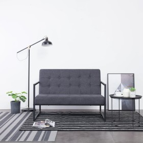 Sofá de 2 plazas con reposabrazos acero y tela gris oscuro de vidaXL, Sofás - Ref: Foro24-282162, Precio: 184,68 €, Descuento: %