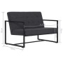 Sofá de 2 plazas con reposabrazos acero y tela gris oscuro de vidaXL, Sofás - Ref: Foro24-282162, Precio: 184,68 €, Descuento: %