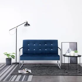 Sofá de dos plazas con reposabrazos cromados y terciopelo azul de vidaXL, Sofás - Ref: Foro24-282166, Precio: 170,53 €, Descu...