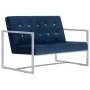 Sofá de dos plazas con reposabrazos cromados y terciopelo azul de vidaXL, Sofás - Ref: Foro24-282166, Precio: 170,53 €, Descu...