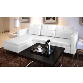 Sofá seccional 3 plazas cuero artificial blanco de vidaXL, Sofás - Ref: Foro24-241980, Precio: 566,84 €, Descuento: %