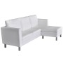 Sofá seccional 3 plazas cuero artificial blanco de vidaXL, Sofás - Ref: Foro24-241980, Precio: 430,32 €, Descuento: %