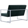 Sofá 2 plazas con reposabrazos cromados terciopelo verde oscuro de vidaXL, Sofás - Ref: Foro24-282164, Precio: 164,48 €, Desc...
