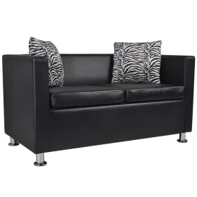Sofá de 2 plazas de cuero artificial negro de vidaXL, Sofás - Ref: Foro24-242209, Precio: 224,81 €, Descuento: %