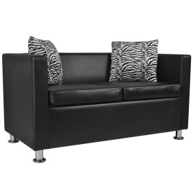 Sofá de 2 plazas de cuero artificial negro de vidaXL, Sofás - Ref: Foro24-242209, Precio: 228,48 €, Descuento: %