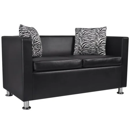 Sofá de 2 plazas de cuero artificial negro de vidaXL, Sofás - Ref: Foro24-242209, Precio: 224,81 €, Descuento: %