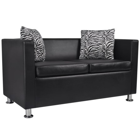 Sofá de 2 plazas de cuero artificial negro de vidaXL, Sofás - Ref: Foro24-242209, Precio: 228,48 €, Descuento: %