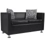 Sofá de 2 plazas de cuero artificial negro de vidaXL, Sofás - Ref: Foro24-242209, Precio: 224,81 €, Descuento: %
