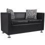 Sofá de 2 plazas de cuero artificial negro de vidaXL, Sofás - Ref: Foro24-242209, Precio: 228,48 €, Descuento: %