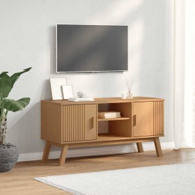 Mueble de TV OLDEN madera maciza de pino marrón 114x43x57 cm en Muebles TV | Comprar online en Foru.es