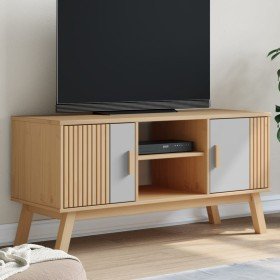Mueble de TV OLDEN madera maciza pino gris y marrón 114x43x57cm en Muebles TV | Comprar online en Foru.es