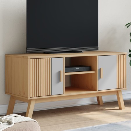 Mueble de TV OLDEN madera maciza pino gris y marrón 114x43x57cm en Muebles TV | Comprar online en Foru.es