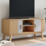 Mueble de TV OLDEN madera maciza pino gris y marrón 114x43x57cm en Muebles TV | Comprar online en Foru.es