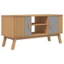 Mueble de TV OLDEN madera maciza pino gris y marrón 114x43x57cm en Muebles TV | Comprar online en Foru.es