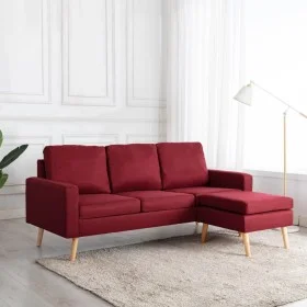 Sofá de 3 plazas con reposapiés de tela rojo vino tinto de vidaXL, Sofás - Ref: Foro24-288730, Precio: 317,02 €, Descuento: %