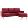 Sofá de 3 plazas con reposapiés de tela rojo vino tinto de vidaXL, Sofás - Ref: Foro24-288730, Precio: 317,02 €, Descuento: %