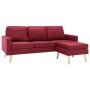 Sofá de 3 plazas con reposapiés de tela rojo vino tinto de vidaXL, Sofás - Ref: Foro24-288730, Precio: 321,06 €, Descuento: %