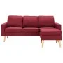 Sofá de 3 plazas con reposapiés de tela rojo vino tinto de vidaXL, Sofás - Ref: Foro24-288730, Precio: 317,02 €, Descuento: %