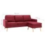 Sofá de 3 plazas con reposapiés de tela rojo vino tinto de vidaXL, Sofás - Ref: Foro24-288730, Precio: 317,02 €, Descuento: %