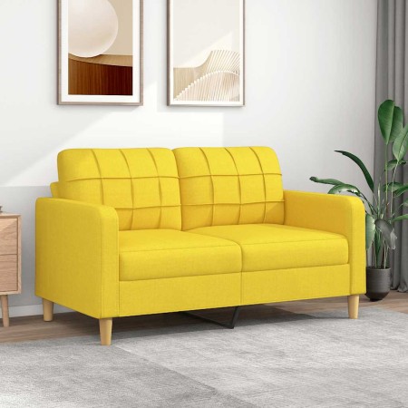 Sofá de 2 plazas de tela amarillo claro 140 cm en Sofás | Comprar online en Foru.es
