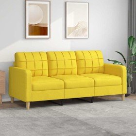 Sofá de 3 plazas de tela amarillo claro 180 cm en Sofás | Comprar online en Foru.es
