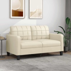 Sofá de 2 plazas de cuero sintético color crema 140 cm en Sofás | Comprar online en Foru.es