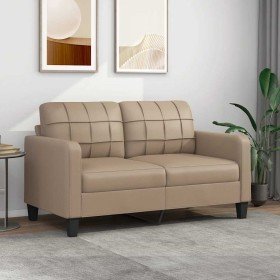 Sofá de 2 plazas de cuero sintético color capuchino 140 cm en Sofás | Comprar online en Foru.es