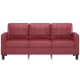 Sofá de 3 plazas de cuero sintético rojo vino 180 cm en Sofás | Comprar online en Foru.es