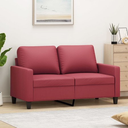 Sofá de 2 plazas de cuero sintético rojo vino 120 cm en Sofás | Comprar online en Foru.es