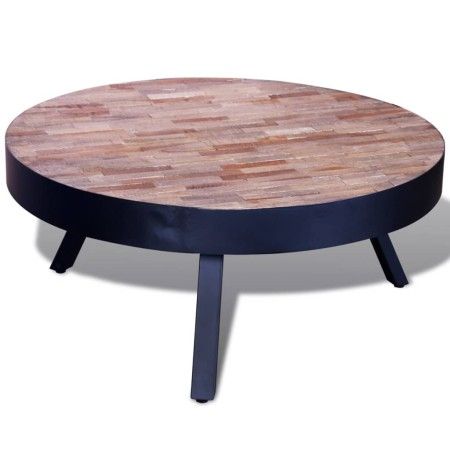 Mesa de centro redonda madera de teca reciclada de vidaXL, Mesas de centro - Ref: Foro24-241714, Precio: 143,57 €, Descuento: %