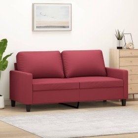Sofá de 2 plazas de cuero sintético rojo vino 140 cm en Sofás | Comprar online en Foru.es