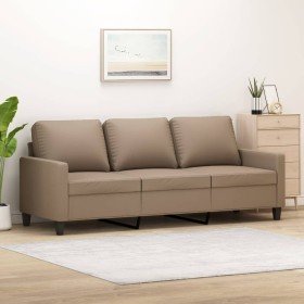 Sofá de 3 plazas de cuero sintético color capuchino 180 cm en Sofás | Comprar online en Foru.es