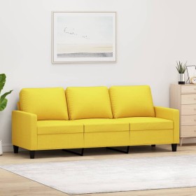 Sofá de 3 plazas de tela amarillo claro 180 cm en Sofás | Comprar online en Foru.es