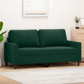 Sofá de 2 plazas de terciopelo verde oscuro 140 cm en Sofás | Comprar online en Foru.es