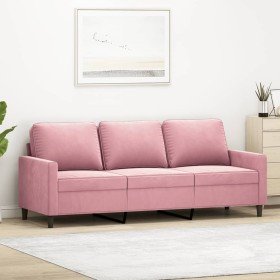 Sofá de 3 plazas terciopelo rosa 180 cm en Sofás | Comprar online en Foru.es