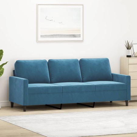 Sofá de 3 plazas terciopelo azul 180 cm en Sofás | Comprar online en Foru.es
